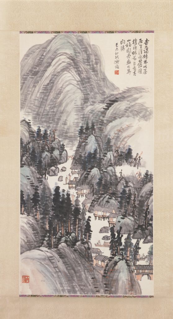 图片[1]-Chen Shizeng’s Colored Landscape Map Axis-China Archive